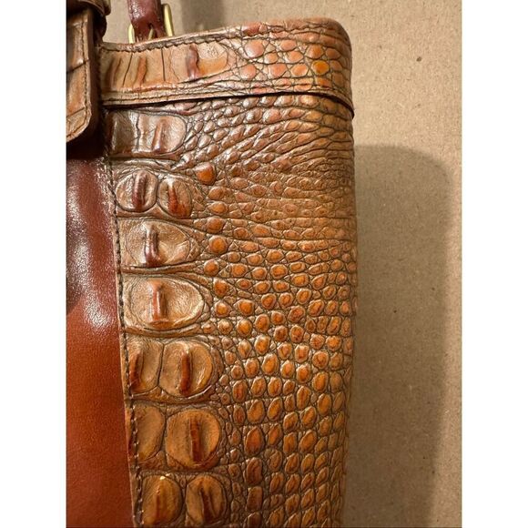 Brahmin Tuscan Collection Cognac Croc Leather Combo Asher Tote Shoulder Bag - Picture 4 of 16